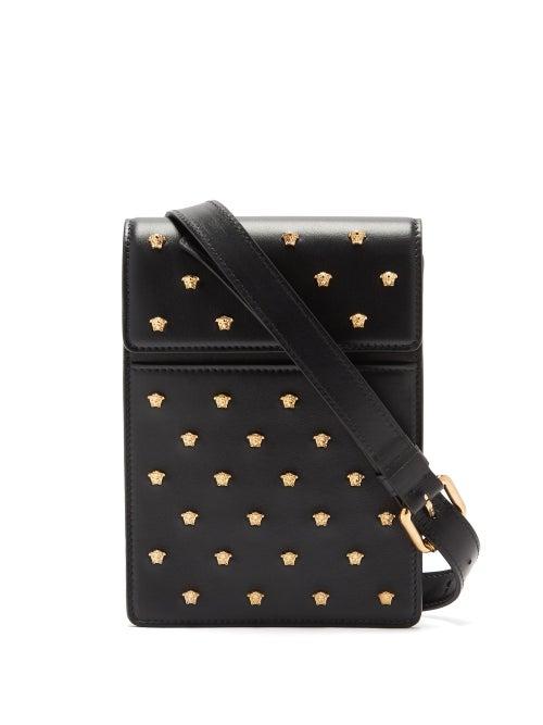 Matchesfashion.com Versace - Logo-studded Leather Cross-body Bag - Mens - Black