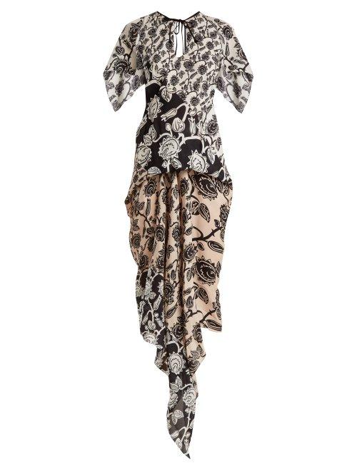 Matchesfashion.com Roland Mouret - Deane Mexican Rose Print Dress - Womens - Black White