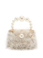 Matchesfashion.com Rosantica - Nuvola Faux-pearl Handle Marabou-feather Bag - Womens - Light Blue