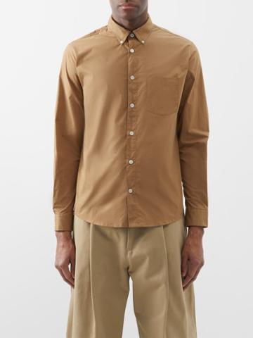 A.p.c. - Edouard Cotton-poplin Button-down Shirt - Mens - Brown