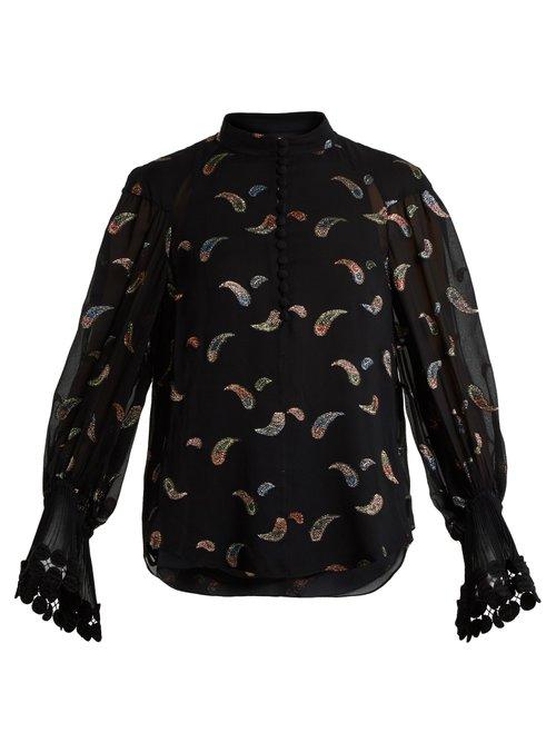 Matchesfashion.com Chlo - Paisley Jacquard Chiffon Blouse - Womens - Black Multi