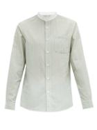 Matchesfashion.com A.p.c. - Mark Granddad Collar Striped Cotton Shirt - Mens - Green
