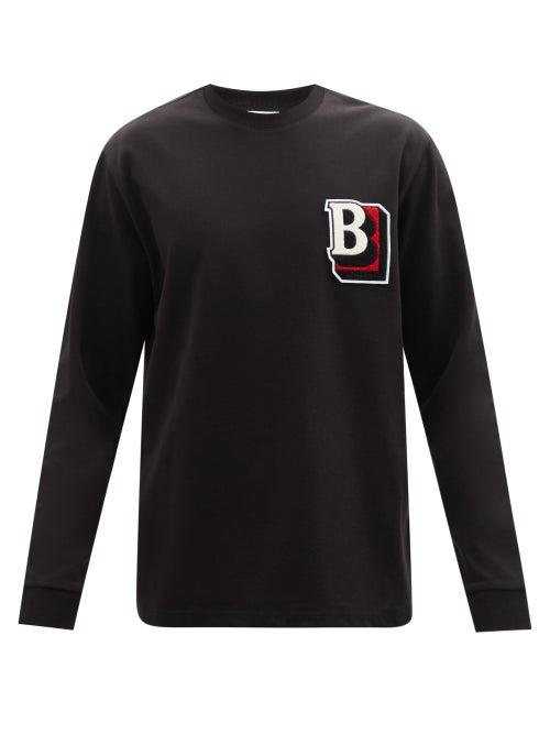 Burberry - Elliott Flock-logo Long-sleeve Cotton T-shirt - Mens - Black Multi