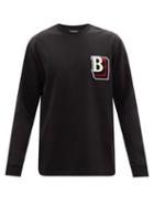 Burberry - Elliott Flock-logo Long-sleeve Cotton T-shirt - Mens - Black Multi