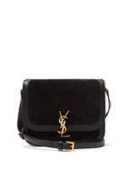 Matchesfashion.com Saint Laurent - Solferino Ysl-plaque Suede Shoulder Bag - Womens - Black