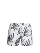 Matchesfashion.com Commas - Watercolour Palm Print Swim Shorts - Mens - White Multi