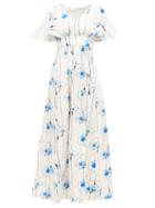 Matchesfashion.com Vika Gazinskaya - Floral-print Cotton-blend Maxi Dress - Womens - Blue Print