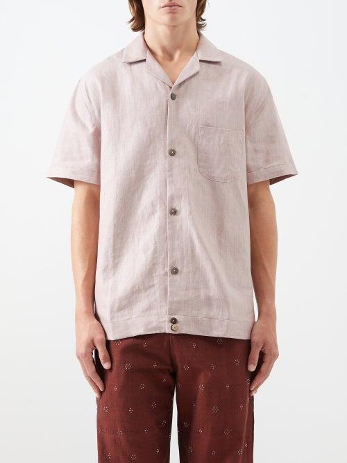Smr Days - Paraiso Patch-pocket Linen Shirt - Mens - Light Pink