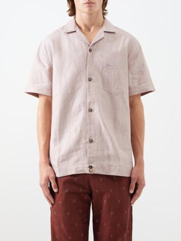 Smr Days - Paraiso Patch-pocket Linen Shirt - Mens - Light Pink