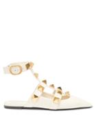 Valentino Garavani - Roman Stud Backless Leather Flats - Womens - Ivory