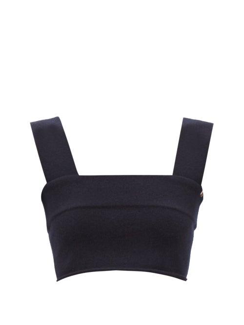Extreme Cashmere - No. 219 Caress Cropped Stretch-cashmere Top - Womens - Navy