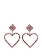 Matchesfashion.com Alessandra Rich - Crystal Embellished Heart Drop Earrings - Womens - Pink