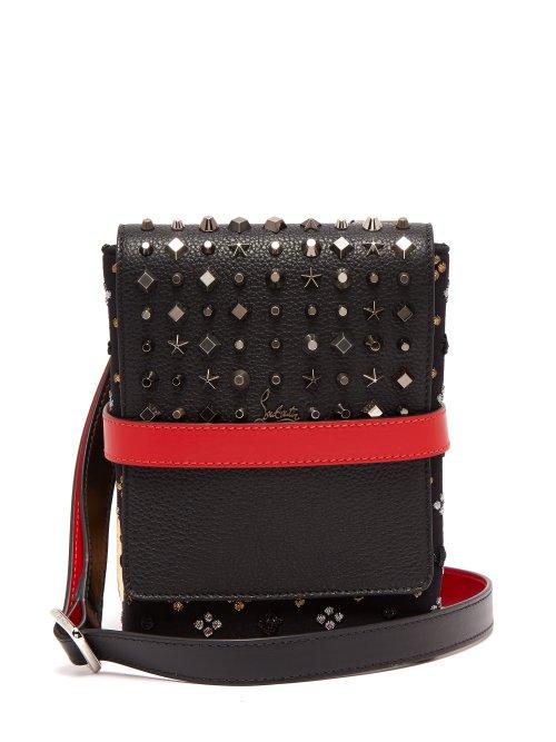 Matchesfashion.com Christian Louboutin - Benech Reporter Spike Embellished Cross Body Bag - Mens - Black Multi