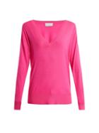 Matchesfashion.com Raey - V Neck Fine Knit Cashmere Sweater - Womens - Pink