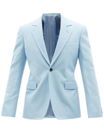 Alexander Mcqueen - Single-breasted Panama-cotton Suit Jacket - Mens - Light Blue