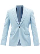 Alexander Mcqueen - Single-breasted Panama-cotton Suit Jacket - Mens - Light Blue