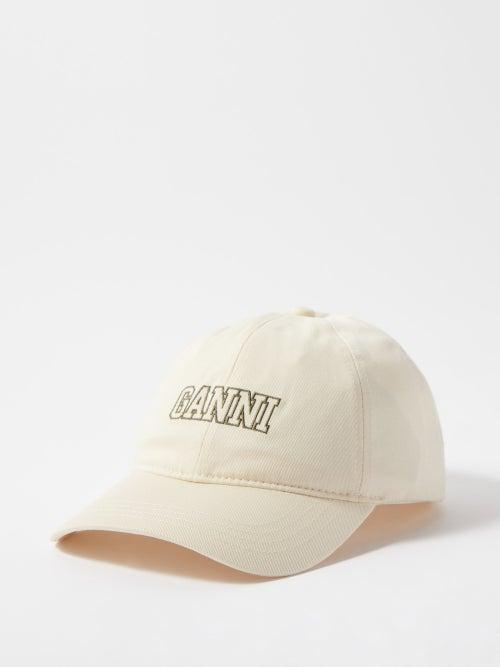 Ganni - Logo-embroidered Organic-cotton Baseball Cap - Womens - Pale Yellow