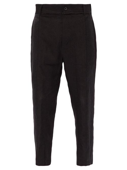 Matchesfashion.com Ann Demeulemeester - Tapered Hemp Trousers - Mens - Black