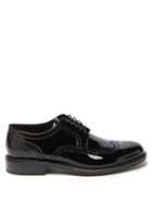 Saint Laurent - Perforated Patent-leather Derby Shoes - Mens - Black