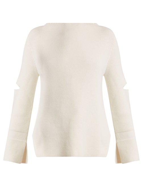 Matchesfashion.com Stella Mccartney - Boat Neck Split Back Wool Sweater - Womens - Cream