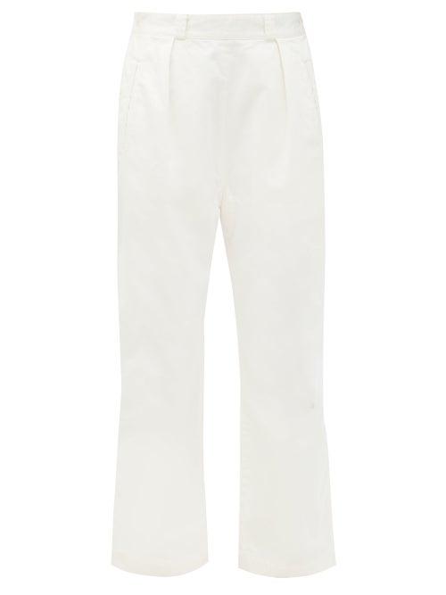 Matchesfashion.com Chimala - Sulphur Flared Cotton-twill Trousers - Womens - Ivory