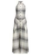 Matchesfashion.com Roland Mouret - Amador Checked Wool Crepe Midi Dress - Womens - Black White