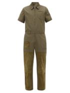 Matchesfashion.com Fendi - Suede-patch Cotton Overalls - Mens - Green