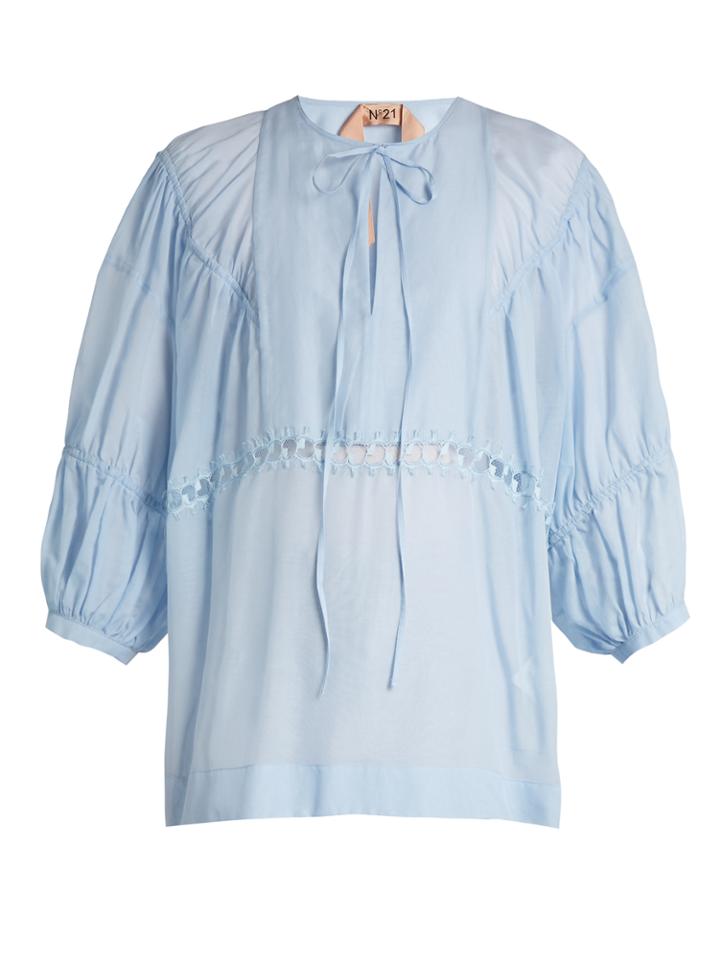 No. 21 Lace-insert Cotton And Silk-blend Top