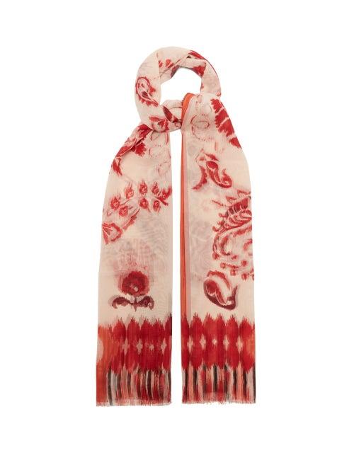 Etro - Floral-print Silk-chiffon Scarf - Womens - Red Multi