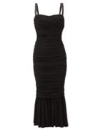 Matchesfashion.com Dolce & Gabbana - Ruched Crepe Midi Dress - Womens - Black