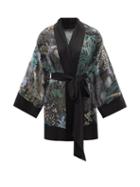 Carine Gilson - Rainforest-print Silk Short Robe - Womens - Multi