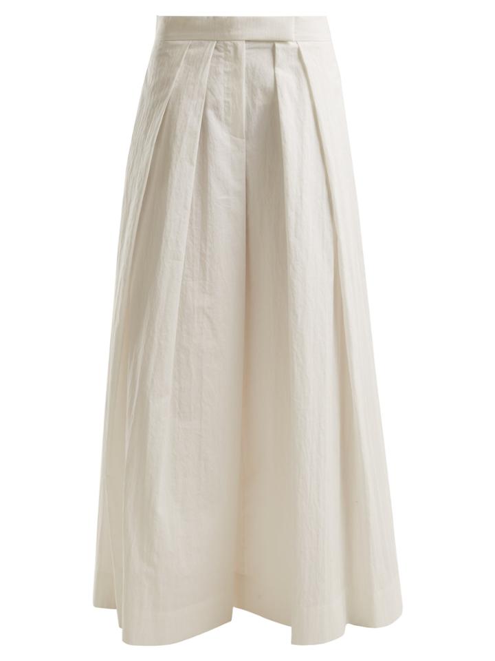 Brunello Cucinelli Pleated Wide-leg Cotton-blend Trousers
