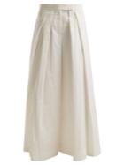 Brunello Cucinelli Pleated Wide-leg Cotton-blend Trousers