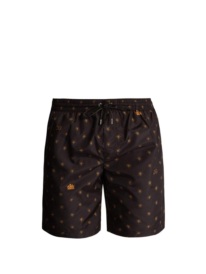 Dolce & Gabbana Star And Crown-print Swim Shorts