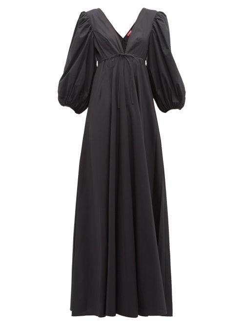 Matchesfashion.com Staud - Amaretti Puff Sleeve Cotton Poplin Maxi Dress - Womens - Black
