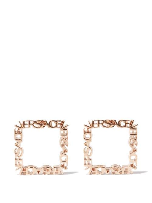 Versace - Logo Square Earrings - Womens - Gold
