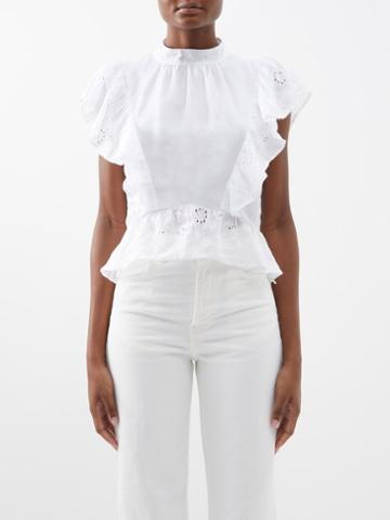Frame - Broderie Anglaise Ramie Top - Womens - White