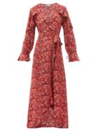 Matchesfashion.com D'ascoli - Leela Floral Print Silk Wrap Dress - Womens - Red Print