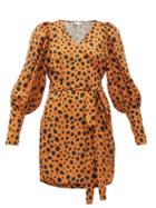 Matchesfashion.com Rhode - Frankie Leopard-print Polka-dot Satin Wrap Dress - Womens - Leopard