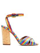 Tabitha Simmons Connie Rainbow-striped Cross-over Strap Sandals
