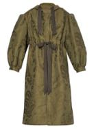 Matchesfashion.com Erdem - William Sash-waist Floral-jacquard Coat - Womens - Green