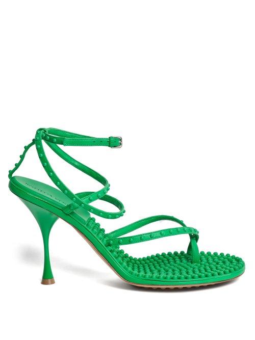 Matchesfashion.com Bottega Veneta - Lagoon Bubble-insole Leather Sandals - Womens - Green