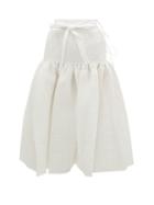 Matchesfashion.com Horror Vacui - Ted Pintucked Cotton Midi Skirt - Womens - White