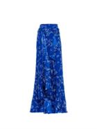 Juan Carlos Obando Alfabeto-print Ruffle-front Long Silk Skirt