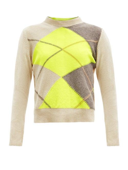Matchesfashion.com La Fetiche - Argyle-jacquard Wool Sweater - Womens - Grey Multi