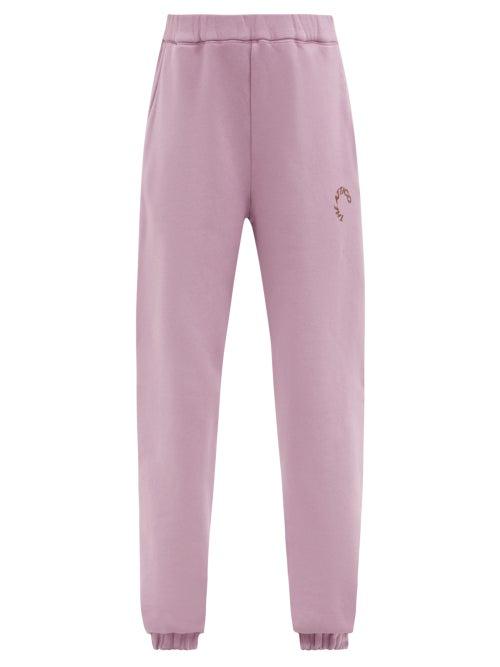 Matchesfashion.com The Attico - Peggy Logo-print Cotton-jersey Track Pants - Womens - Pink