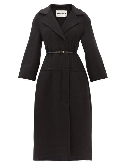 Matchesfashion.com Jil Sander - Belted Double-breasted Felted-wool Coat - Womens - Black