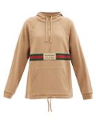 Gucci - Web-stripe Cotton-jersey Hooded Sweatshirt - Womens - Camel