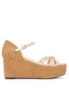 Matchesfashion.com Jimmy Choo - Delany 80 Leather Espadrille Wedge Sandals - Womens - Gold