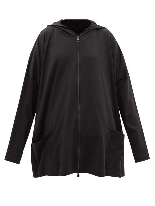 Eskandar - Zipped Pima Cotton-jersey Hooded Sweatshirt - Womens - Black